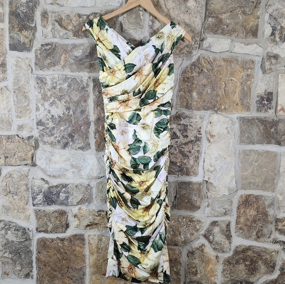 Dolce & Gabbana 2 38 Camellia Ruched Satin Silk Floral Dress - Picture 4 of 15